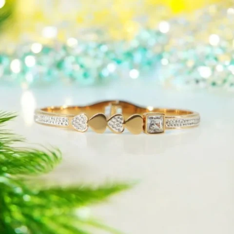 Golden Glimmer Hearts Crystal Trio with Luxe Stone Detail