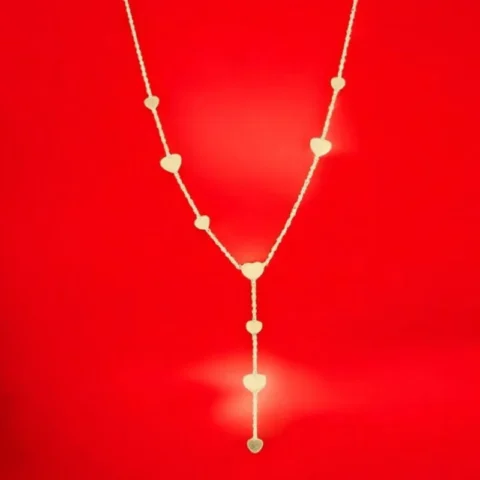 Golden Hearts Lariat Chain – Layered Y Style