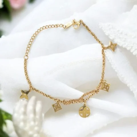 Golden Monogram Charm Bracelet – Luxe Everyday Elegance