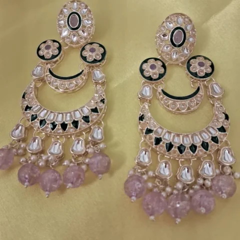 Gulabi Noor Chandbalis - Artificial Ear Rings
