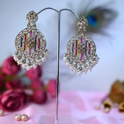 Gulnaar multicolor Kundan Earrings - Artificial Ear Rings