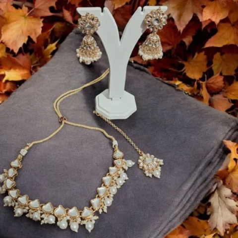 Kanika Pearl Gold Kundan Necklace Set