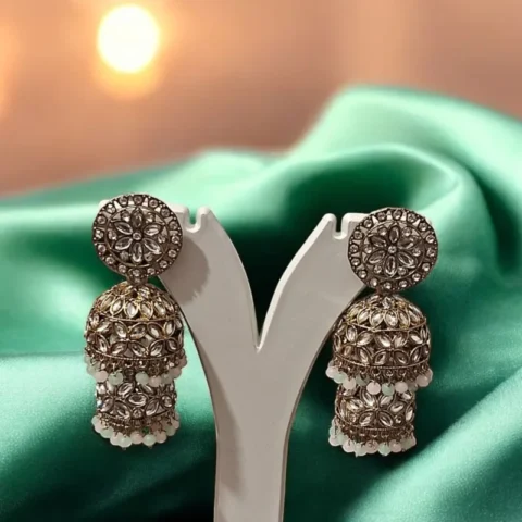 Meher zirconnia Kundan jhumkis - Artificial Ear Rings