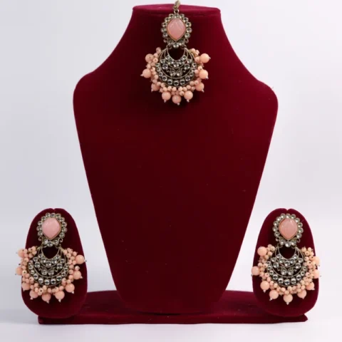 Noor-e-Gul Chandbalis with Tikka - Artificial Ear Rings