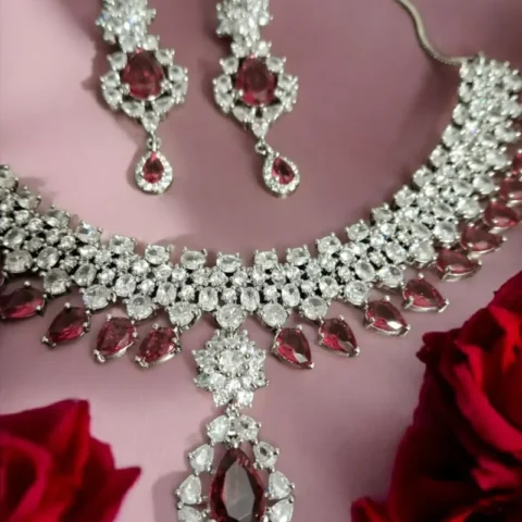 Ruby & white Sitara Necklace