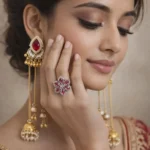 Red Kashmiri Onion Bloom Ring for Women