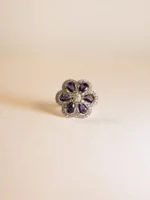 Amritsari Amethyst Bloom – Purple Crystal Floral Elegance Ring - Image 2
