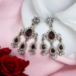 Maroon Avantika Kundan Earrings Ruby Danglers for Women