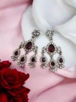 Maroon Avantika Kundan Earrings Ruby Danglers for Women