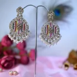 Gulnaar Radiance – Silver Multicolor Kundan Drop Earrings
