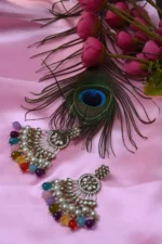 Indradhanush Royale – Multicolor Kundan Pearl Drop Earrings