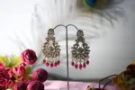 Red and Golden Rang Mahal Reverse AD Danglers Earrings for Women