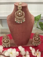 Multicolor Rang-E-Ruhani Kundan Chandbali Earrings with Maang Tikka Set