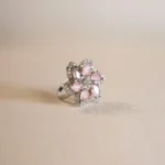 Gulabi Noor – Pink Crystal Floral Elegance Ring