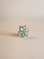 Meherbani Mint Bloom – Green Crystal Floral Elegance Ring