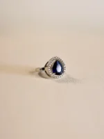 Neelanjana Royale – Blue Sapphire Crystal Halo Ring - Image 2