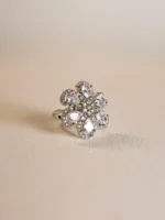 Sitara Bloom – Silver Crystal Floral Elegance Ring - Image 3