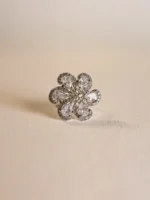 Sitara Bloom – Silver Crystal Floral Elegance Ring - Image 2