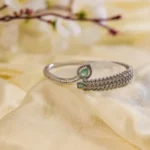 Enchanted Mint Glow – Silver Crystal Elegance Bracelet