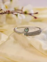 Enchanted Mint Glow – Silver Crystal Elegance Bracelet