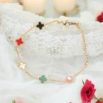 Trio Charm Elegance – Multicolor Clover Link Bracelet