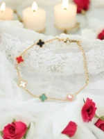 Trio Charm Elegance – Multicolor Clover Link Bracelet