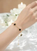 Midnight Clover – Golden Minimal Charm Bracelet - Image 2