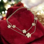 Lucky Layers – Golden Four Leaf Clover Double Chain Bracelet