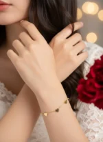 Golden Heartbeat – Minimal Heart Charm Bracelet - Image 2