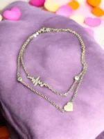 Heartbeat Layered Love – Golden Double Chain Charm Bracelet