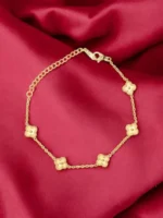Petite Bloom – Golden Floral Charm Chain Bracelet - Image 2