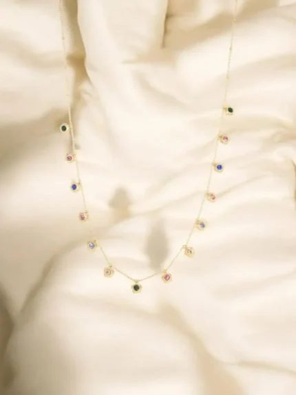 Golden Crystal Charms Droplets Chain Necklace for Women