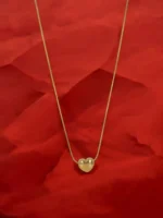 Golden Heart Snake Chain Pendant Necklace For Women
