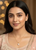 Golden Solitaire Glow Pendant Necklace for Women - Image 2