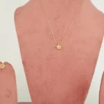 Golden Twinkle Star Pendant Necklace with Stud Earrings Set for Women