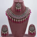 Hot Pink Gulab Sundari Royal Necklace Set for Women