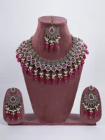 Hot Pink Gulab Sundari Royal Necklace Set for Women