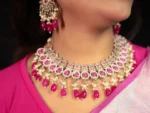 Hot Pink Gulab Sundari Royal Necklace Set for Women - Image 2