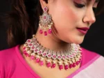 Hot Pink Gulab Sundari Royal Necklace Set for Women - Image 4