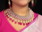 Hot Pink Gulab Sundari Royal Necklace Set for Women - Image 3