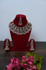 Baby Pink Gulabi Chand Chandelier Necklace Set for Women - Image 3