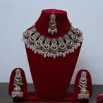 Baby Pink Gulabi Chand Chandelier Necklace Set for Women
