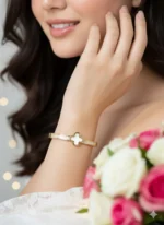 Grace Radiance – Golden Clover Baguette Bracelet - Image 2