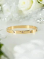 Luxe Line Radiance – Golden Crystal Studded Band Bracelet - Image 2