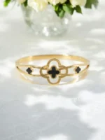 Midnight Royale – Golden Black Clover Elegance Bracelet - Image 2