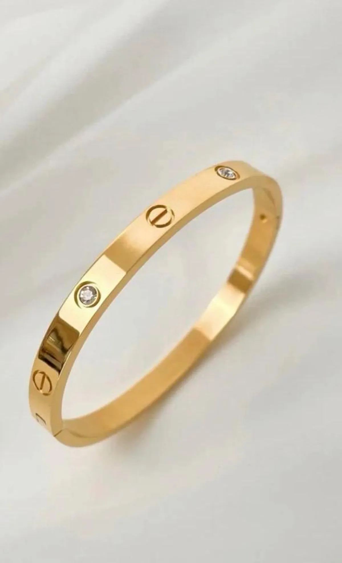 Golden Luxe Screw Crystal – Minimal Statement Bracelet - Image 1