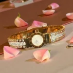 Golden Aura Radiance – Crystal Dial Luxury Bracelet - Image 2